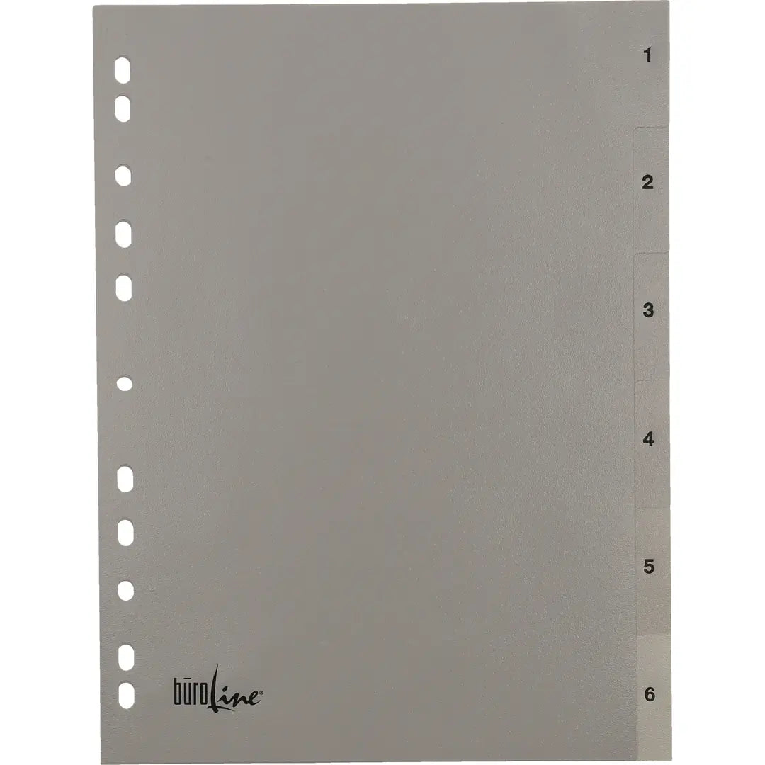 BÜROLINE Register PP A4 40934 grau 1-6