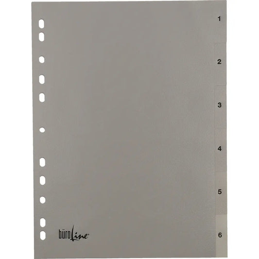 BÜROLINE Register PP A4 40934 grau 1-6