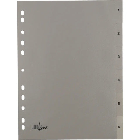BÜROLINE Register PP A4 40934 grau 1-6