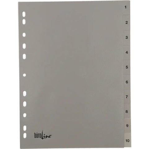 BÜROLINE Register PP A4 40936 grau 1-10