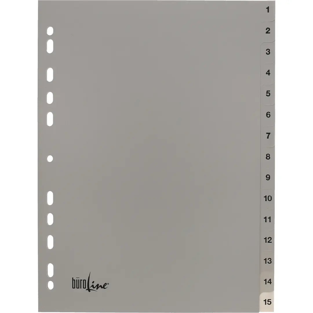BÜROLINE Register PP A4 40940 grau 1-15