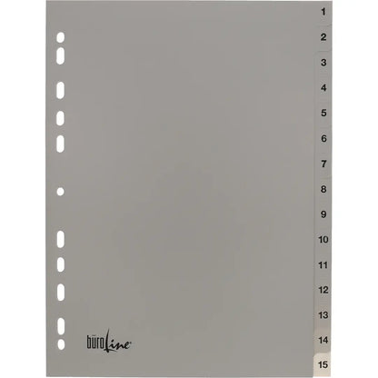 BÜROLINE Register PP A4 40940 grau 1-15
