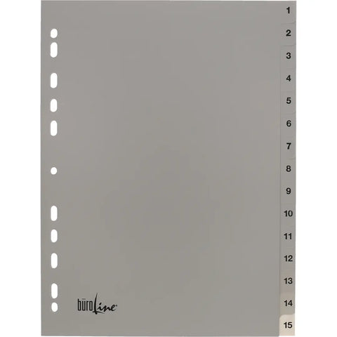 BÜROLINE Register PP A4 40940 grau 1-15