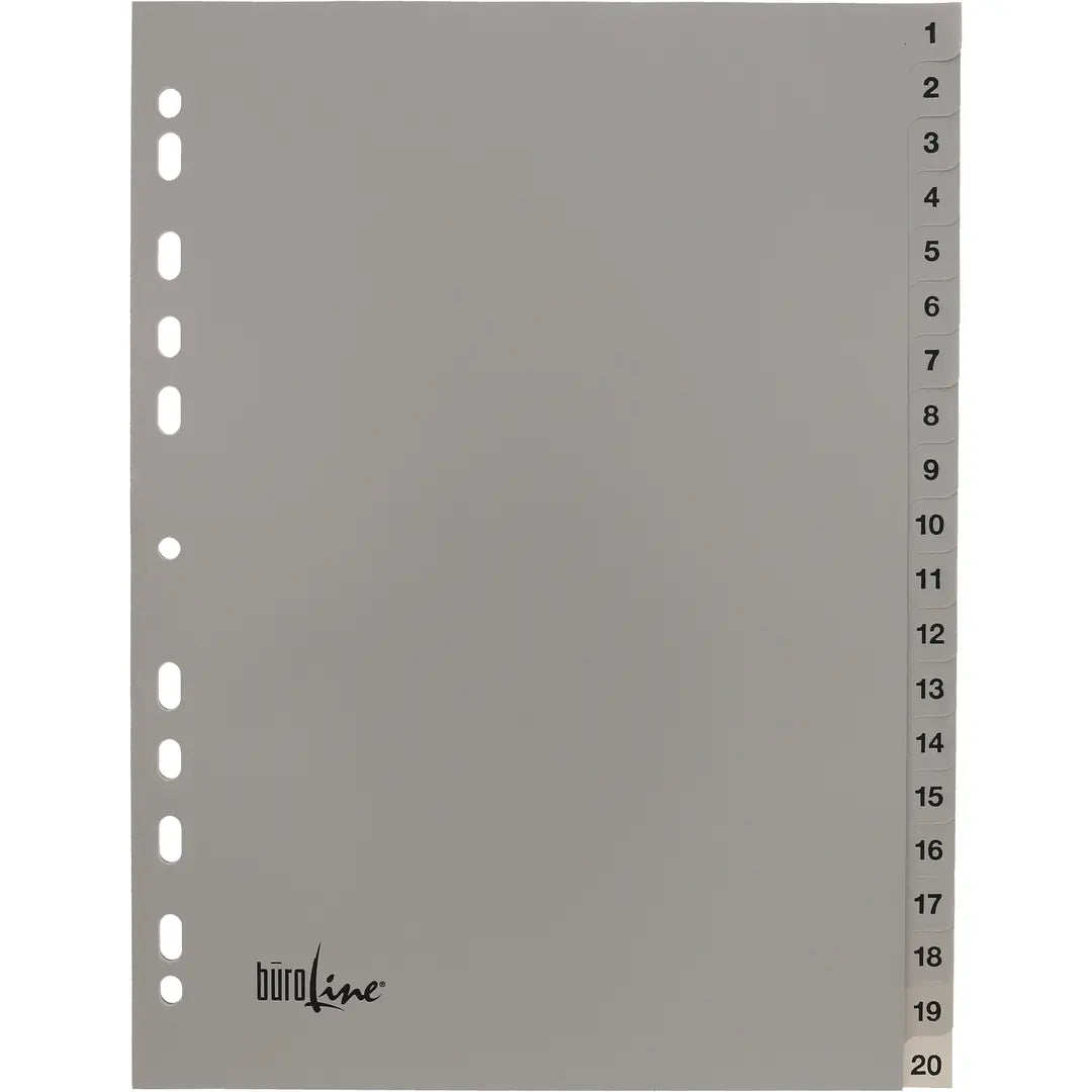 BÜROLINE Register PP A4 40942 grau 1-20