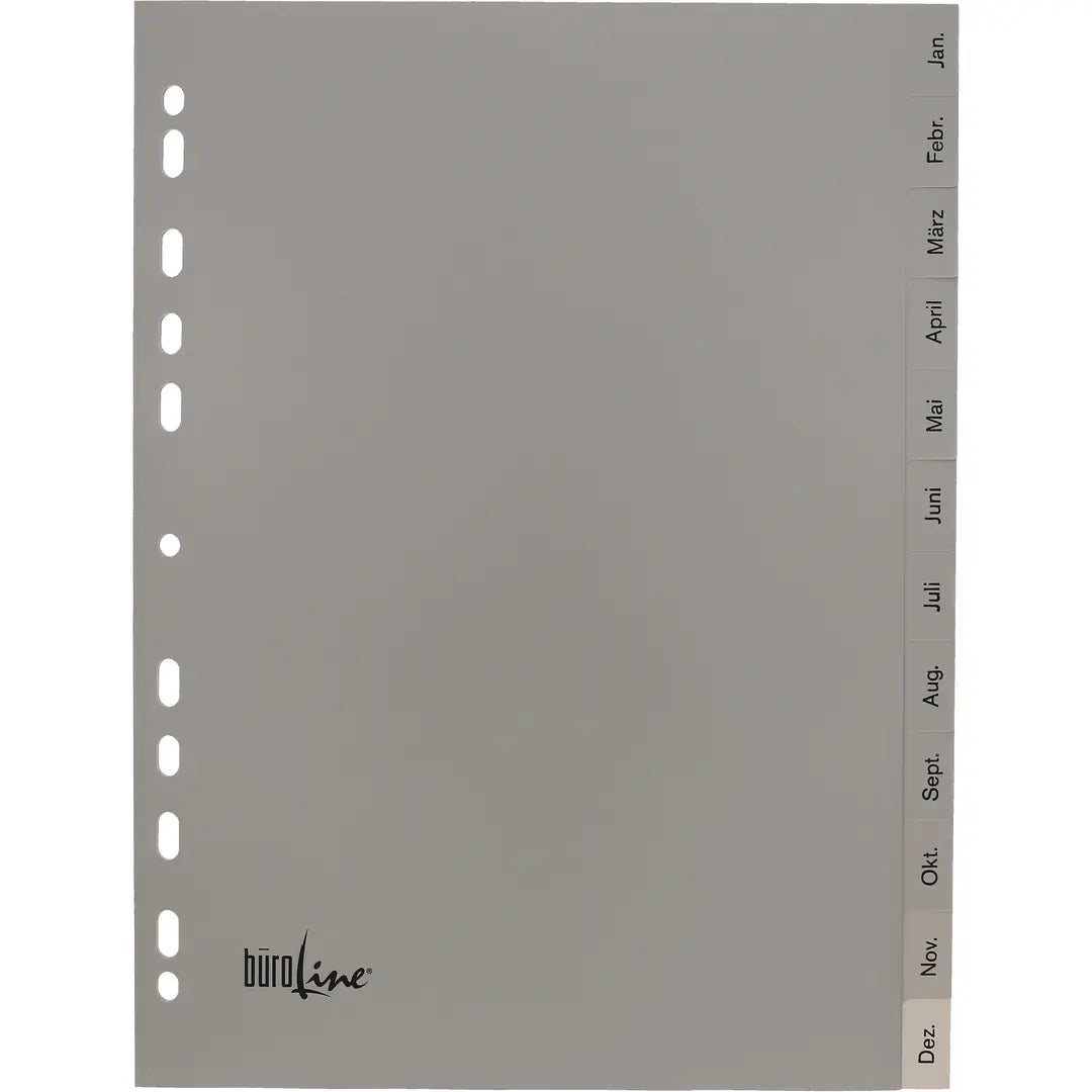 BÜROLINE Register PP A4 40949 grau Jan-Dez DE