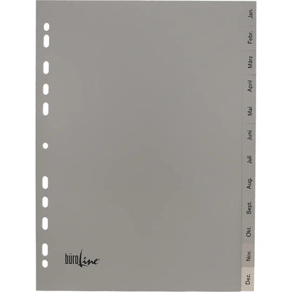 BÜROLINE Register PP A4 40949 grau Jan-Dez DE