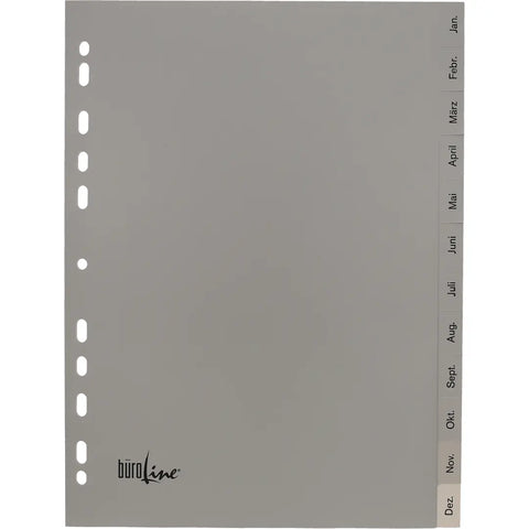 BÜROLINE Register PP A4 40949 grau Jan-Dez DE