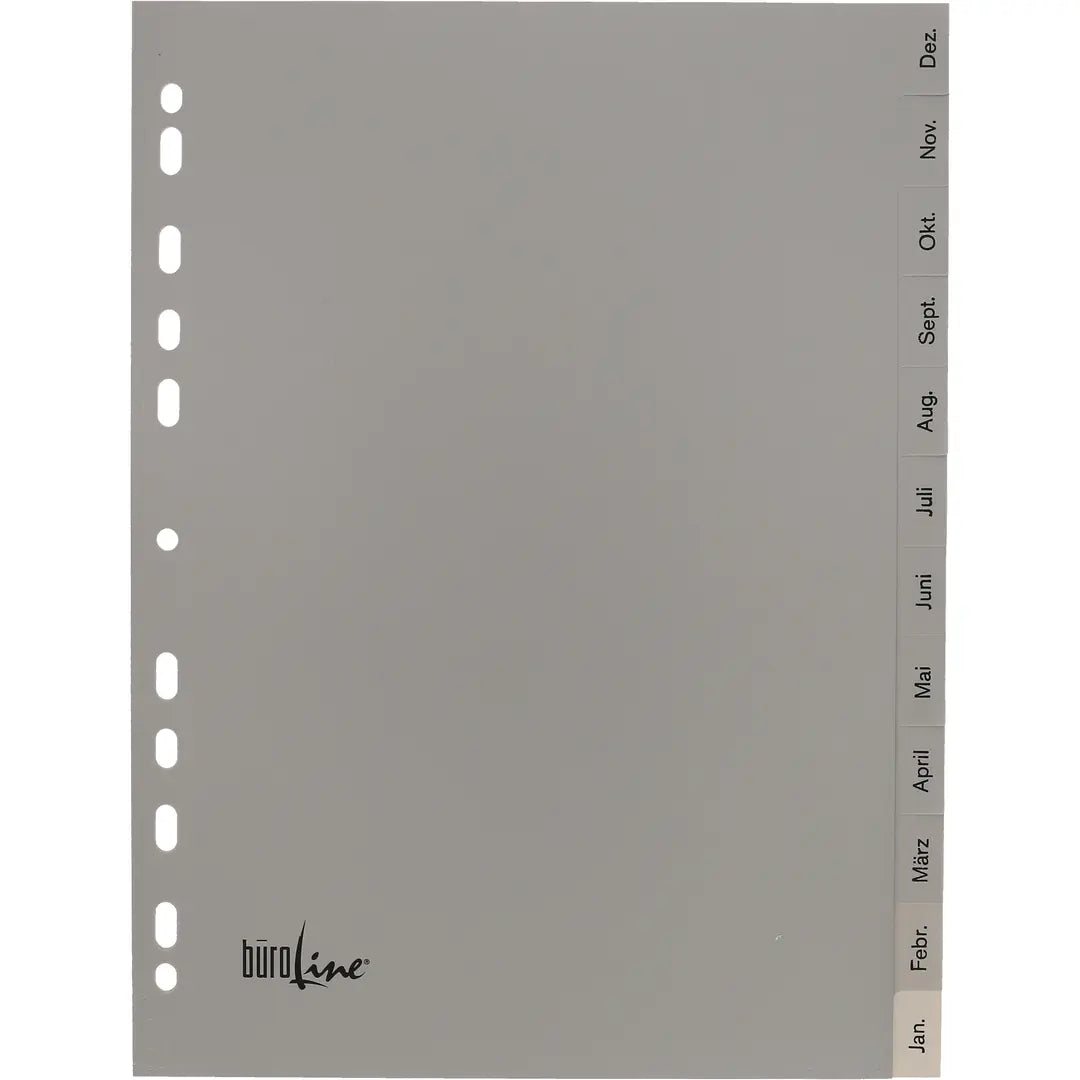 BÜROLINE Register PP A4 40951 grau Dez-Jan DE