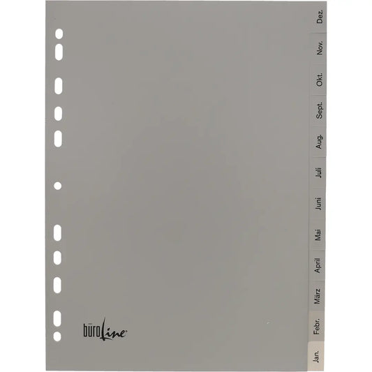 BÜROLINE Register PP A4 40951 grau Dez-Jan DE
