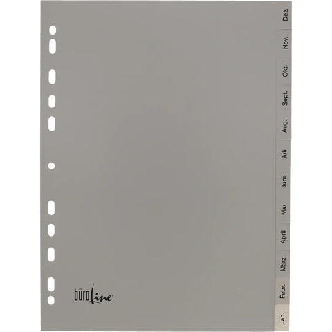 BÜROLINE Register PP A4 40951 grau Dez-Jan DE