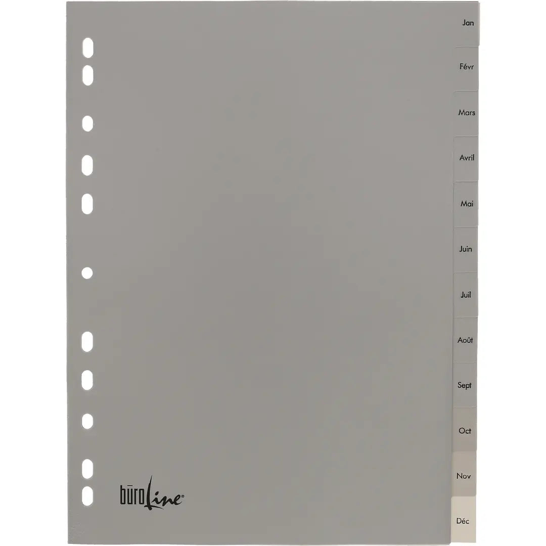 BÜROLINE Register PP A4 40953 grau Jan-Dec FR