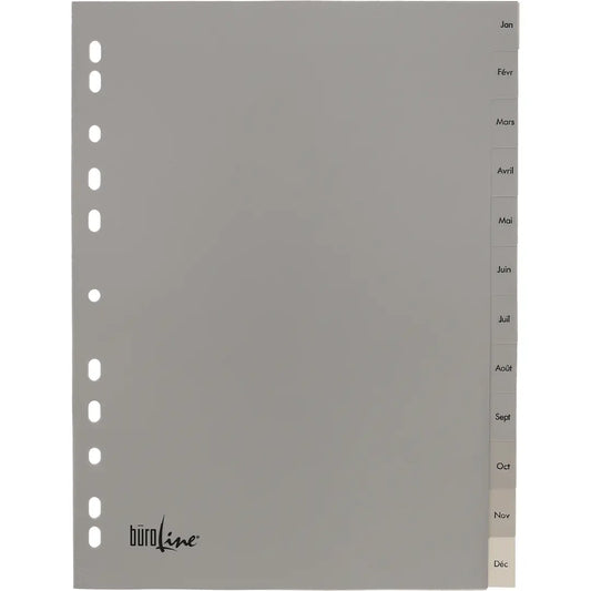 BÜROLINE Register PP A4 40953 grau Jan-Dec FR