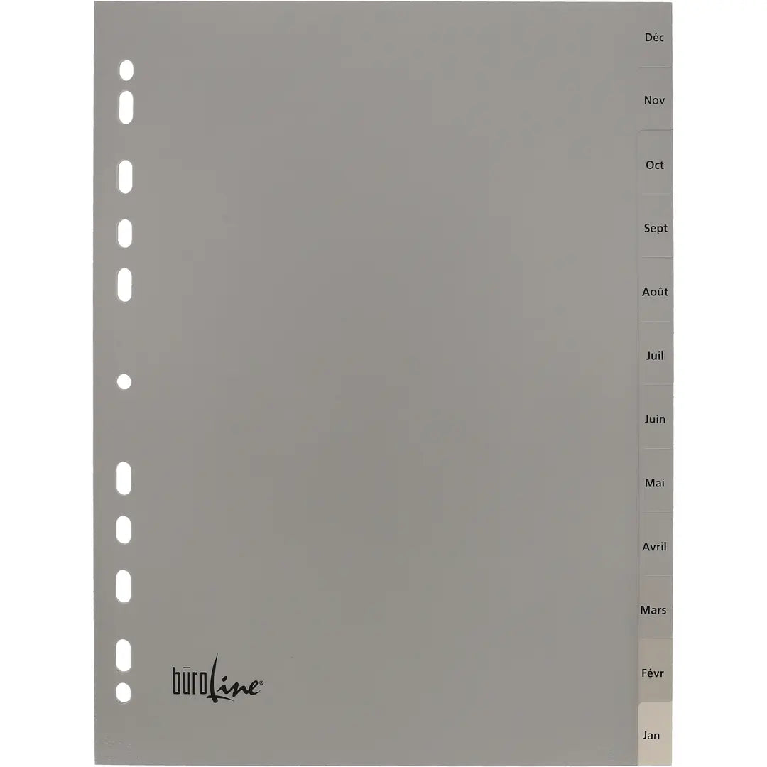 BÜROLINE Register PP A4 40955 grau Déc-Jan FR