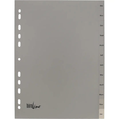 BÜROLINE Register PP A4 40955 grau Déc-Jan FR