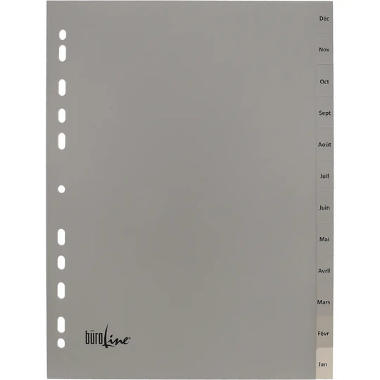 BÜROLINE Register PP A4 40955 grau Déc-Jan FR