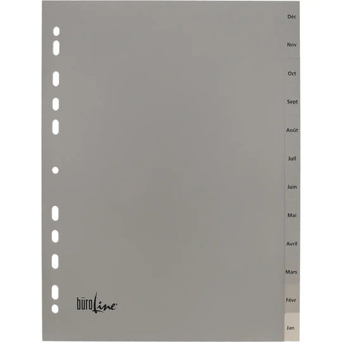 BÜROLINE Register PP A4 40955 grau Déc-Jan FR