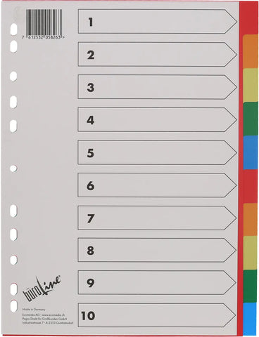 BÜROLINE Register PP A4 40983 bunt 10-teilig