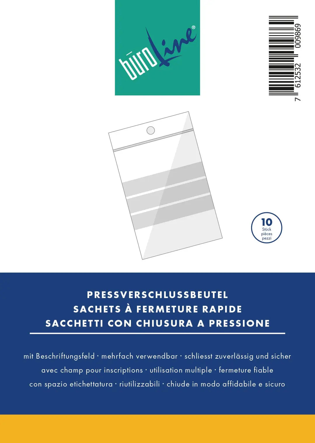 BÜROLINE Pressverschl. Beutel 40×60mm 422040 transp. 10 Stck.