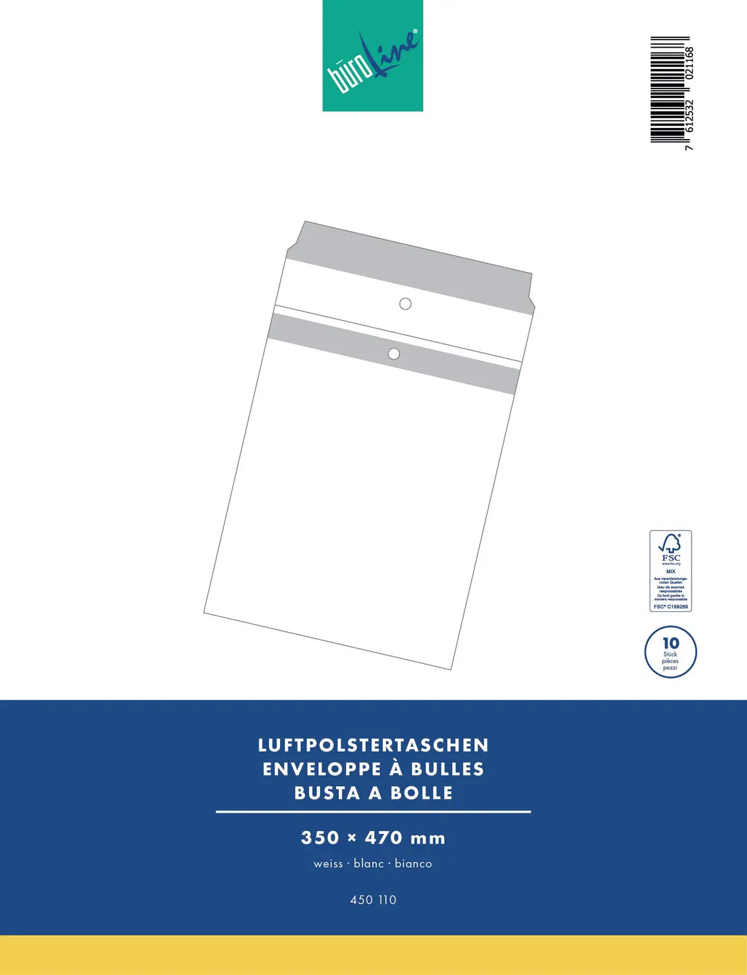 BÜROLINE Luftpolstertasche Gr.10 450110 weiss, 10 Stück 370x480mm