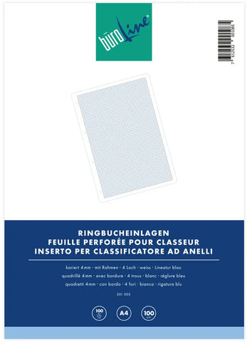 BÜROLINE Ringbucheinlagen A4 501005 kariert, 4mm, 100g 100 Blatt