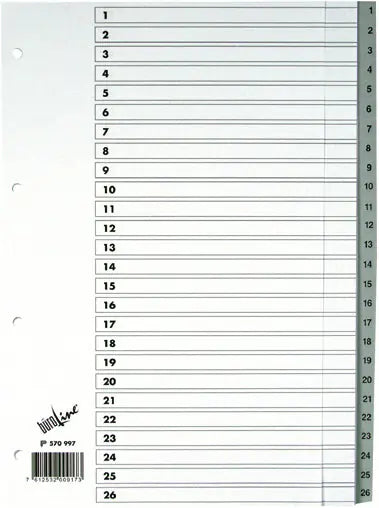 BÜROLINE Register PP A4 570997 grau 1-52
