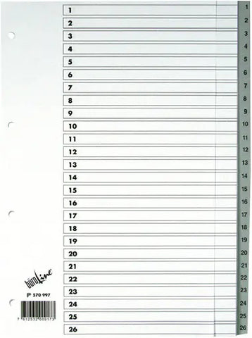 BÜROLINE Register PP A4 570997 grau 1-52