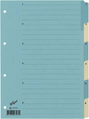 BÜROLINE Kartonregister A4 663400 blau/beige 1-6