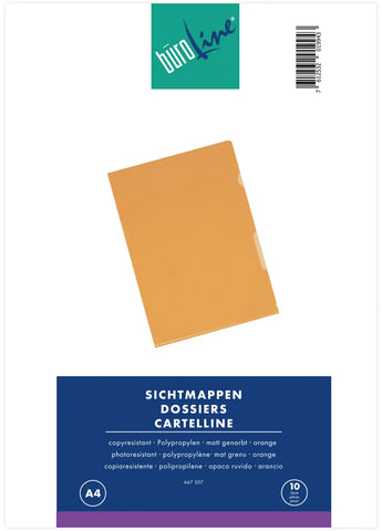 BÜROLINE Sichtmappen PP A4 667307 orange, matt 10 Stück