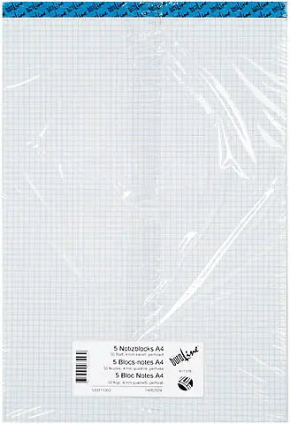 BÜROLINE Büroblock weiss A4 725263 kariert, 70g, 4mm 5 Stück