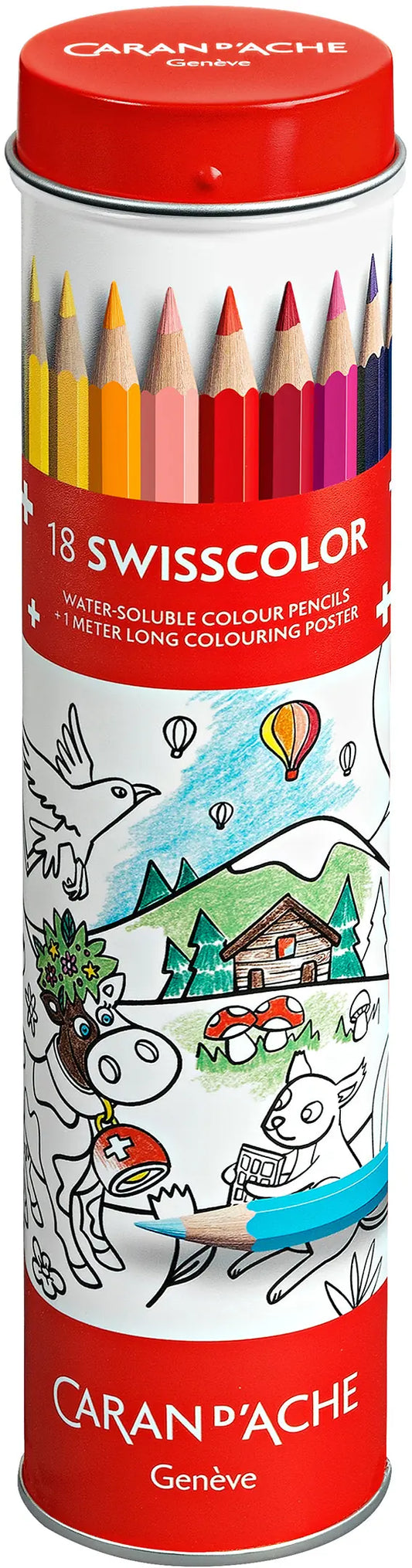 CARAN D'ACHE Farbstifte Swisscolor 1285.518 mit Malposter 18 Stück