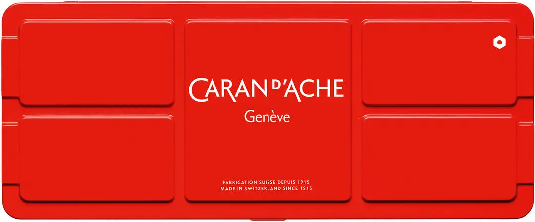 CARAN D'ACHE Deckfarbe Gouache 2001.312 12 Tuben Metallbox, Pinsel