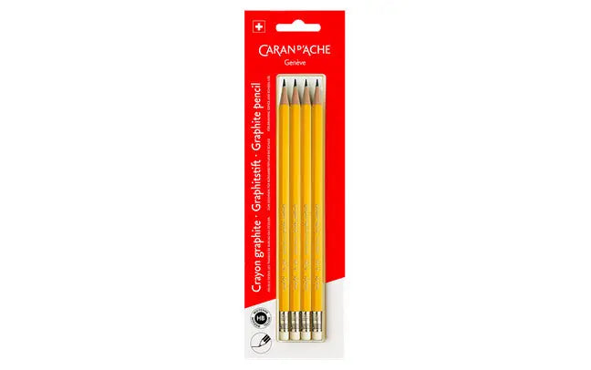 CARAN D'ACHE Bleistifte mit Radierer HB 351.372 4 Stück