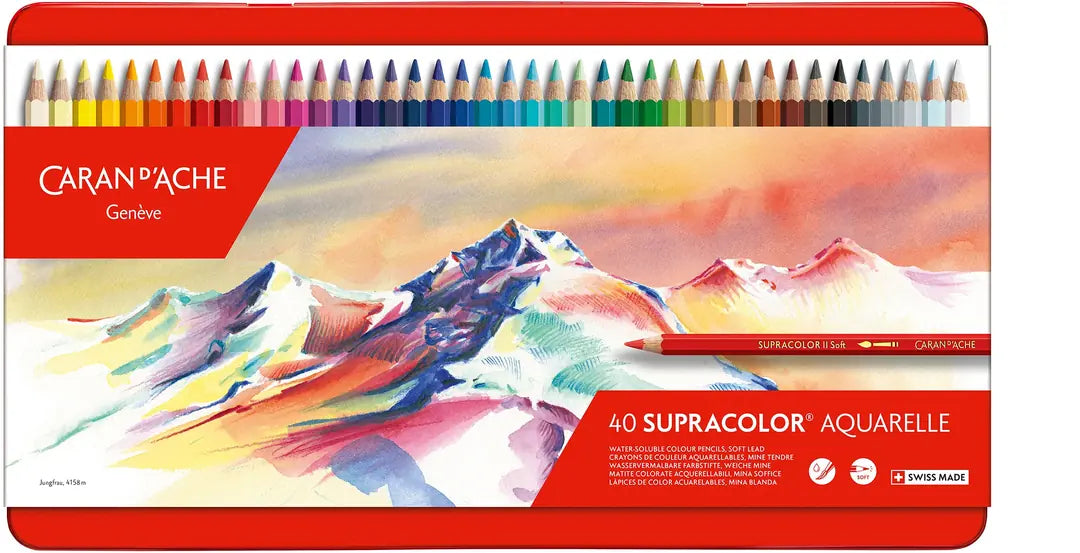 CARAN D'ACHE Farbstifte Supracolor 3,8mm 3888.340 ass. in Metallsch. 40 Stück