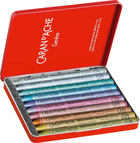 CARAN D'ACHE Wachsmalkreide Neocolor 1 7004.310 10 Farben Metallbox