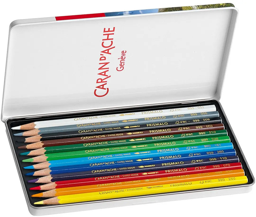 CARAN D'ACHE Farbstifte Prismalo 3mm 999.312 ass. in Metallsch. 12 Stück