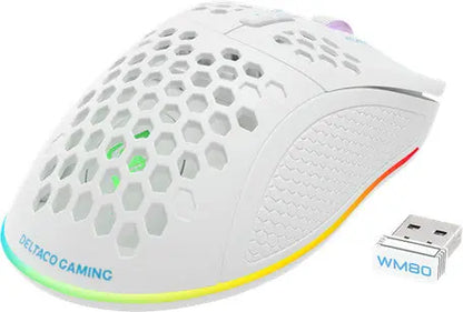 DELTACO Lightweight Gaming Mouse,RGB GAM-120-W Wireless, White, WM80