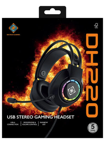 DELTACO Gaming Headset USB,Wired GAM-168