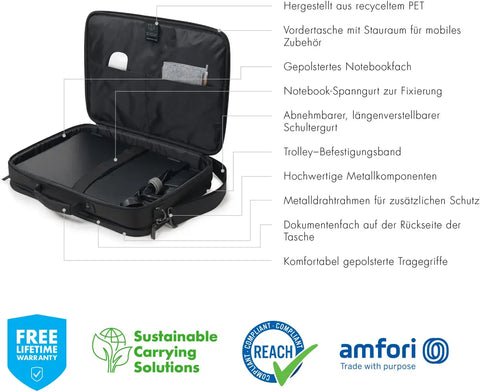 DICOTA Laptop Bag Multi Plus BASE D30492-RPET 15-17.3 inch Black