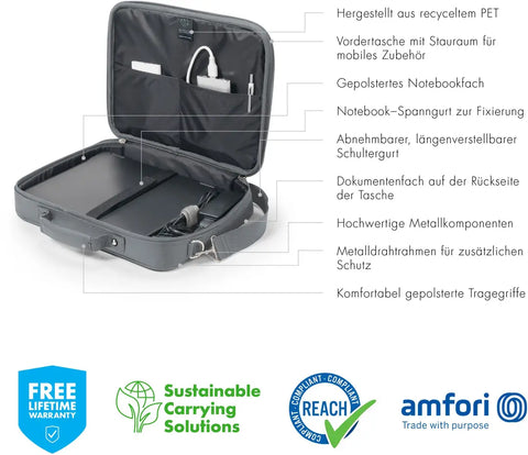 DICOTA Laptop Bag Eco Multi BASE D30918-RPET 14-15.3 inch Grey