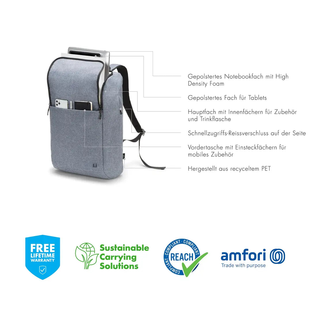 DICOTA Eco Backpack MOTION Blue Den. D31875-RPET for Universal 13 - 15.6 inch