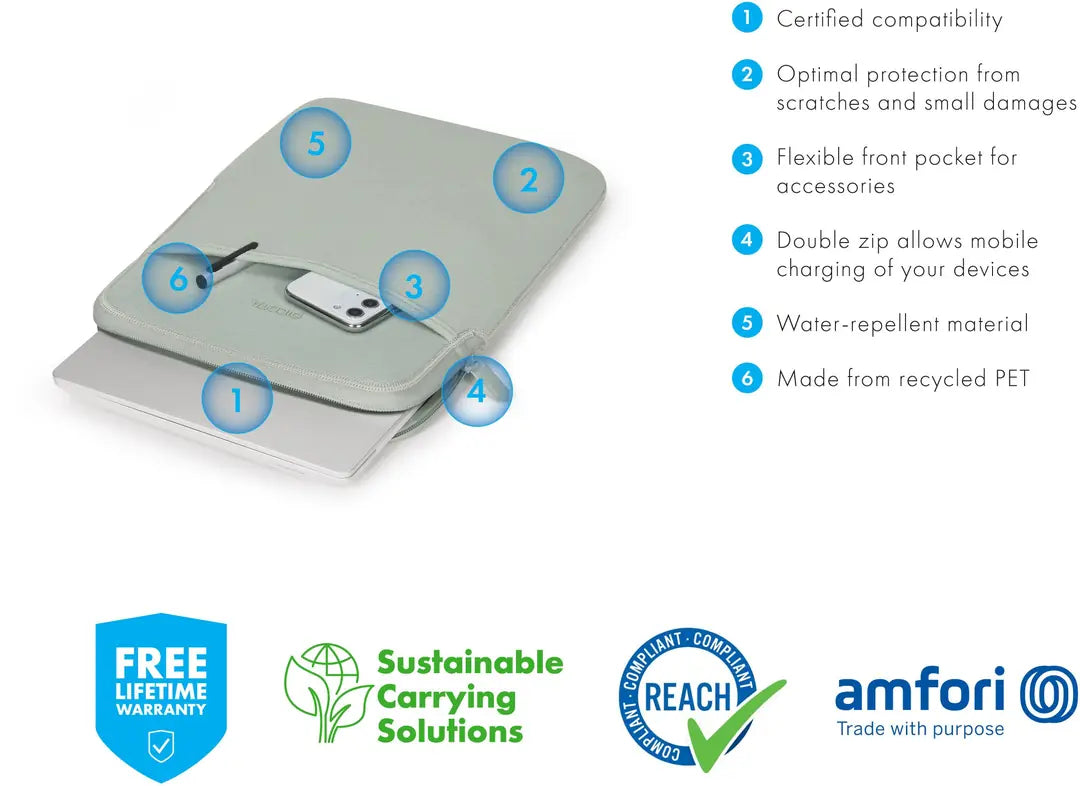 DICOTA Sleeve Eco SLIM S D31993-DFS Microsoft Surface Silver Sage