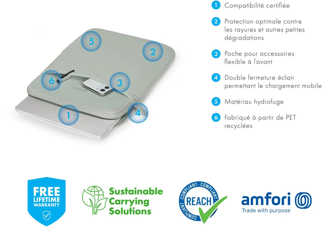 DICOTA Sleeve Eco SLIM L D31999-DFS Microsoft Surf. Laptop Silver