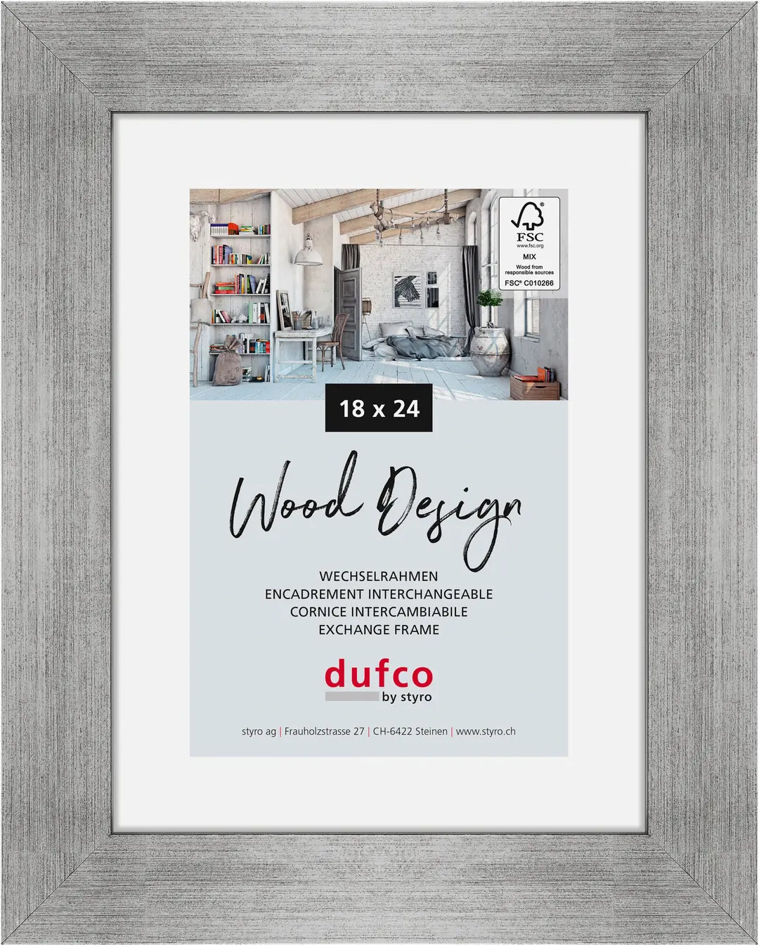 DUFCO Holz-Bilderrahmen 18x24cm 1610.80068 Larisis silber