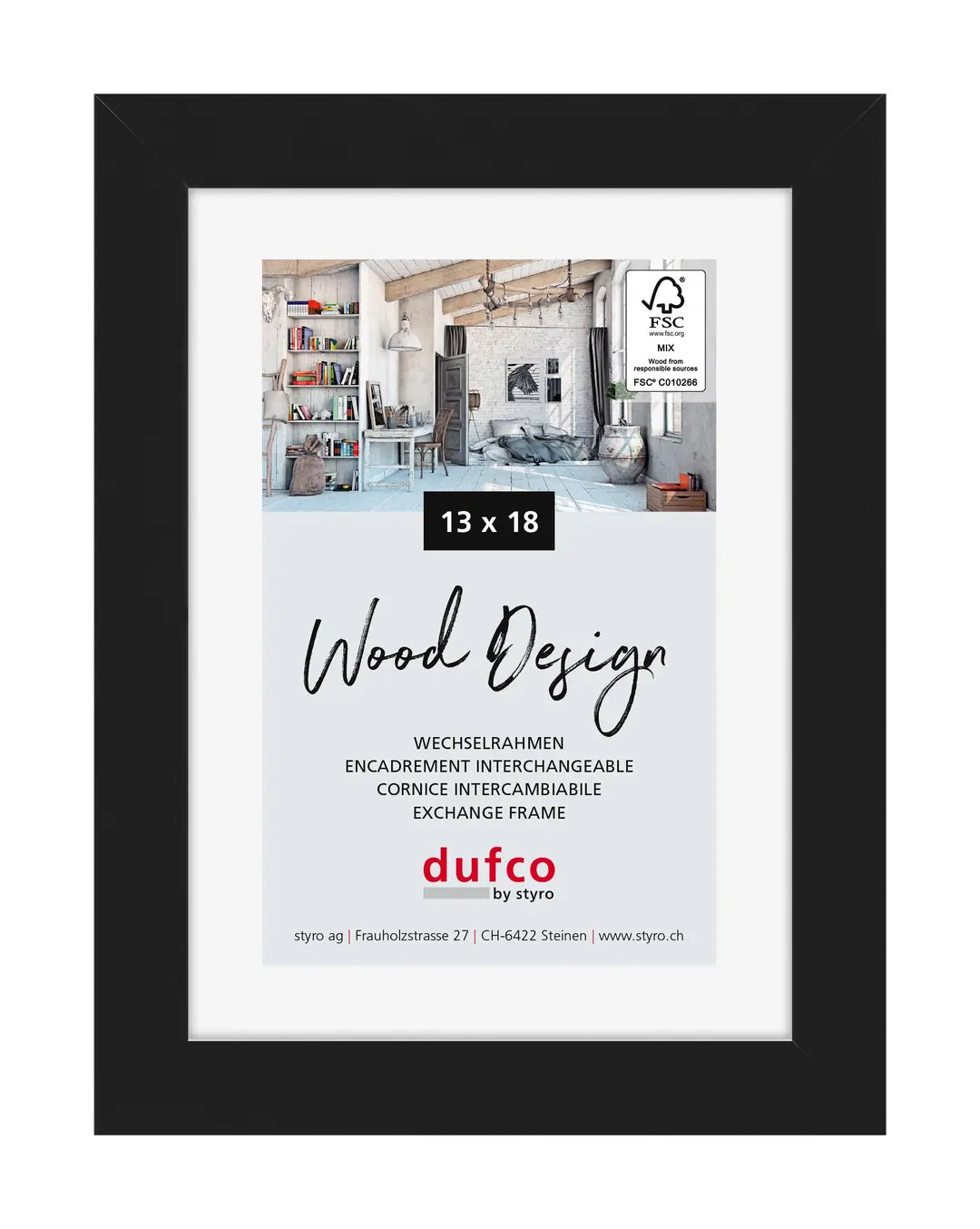 DUFCO Holz-Bilderrahmen 13x18cm 1610.80103 Toronto schwarz