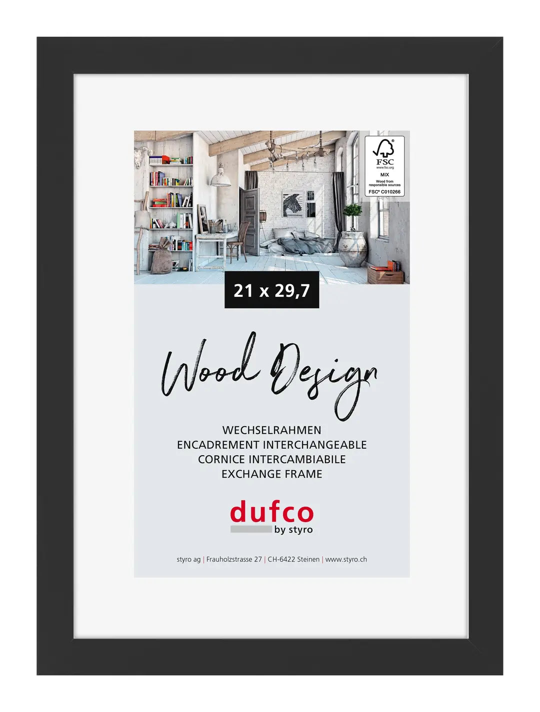 DUFCO Holz-Bilderrahmen 21x29.7cm 1610.80105 Toronto schwarz