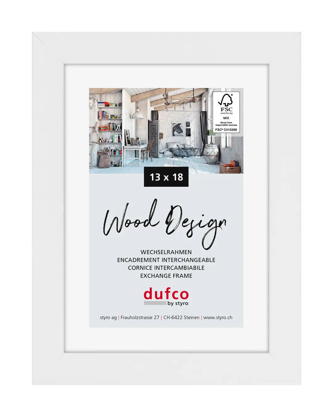 DUFCO Holz-Bilderrahmen 13x18cm 1610.80587 Toronto weiss