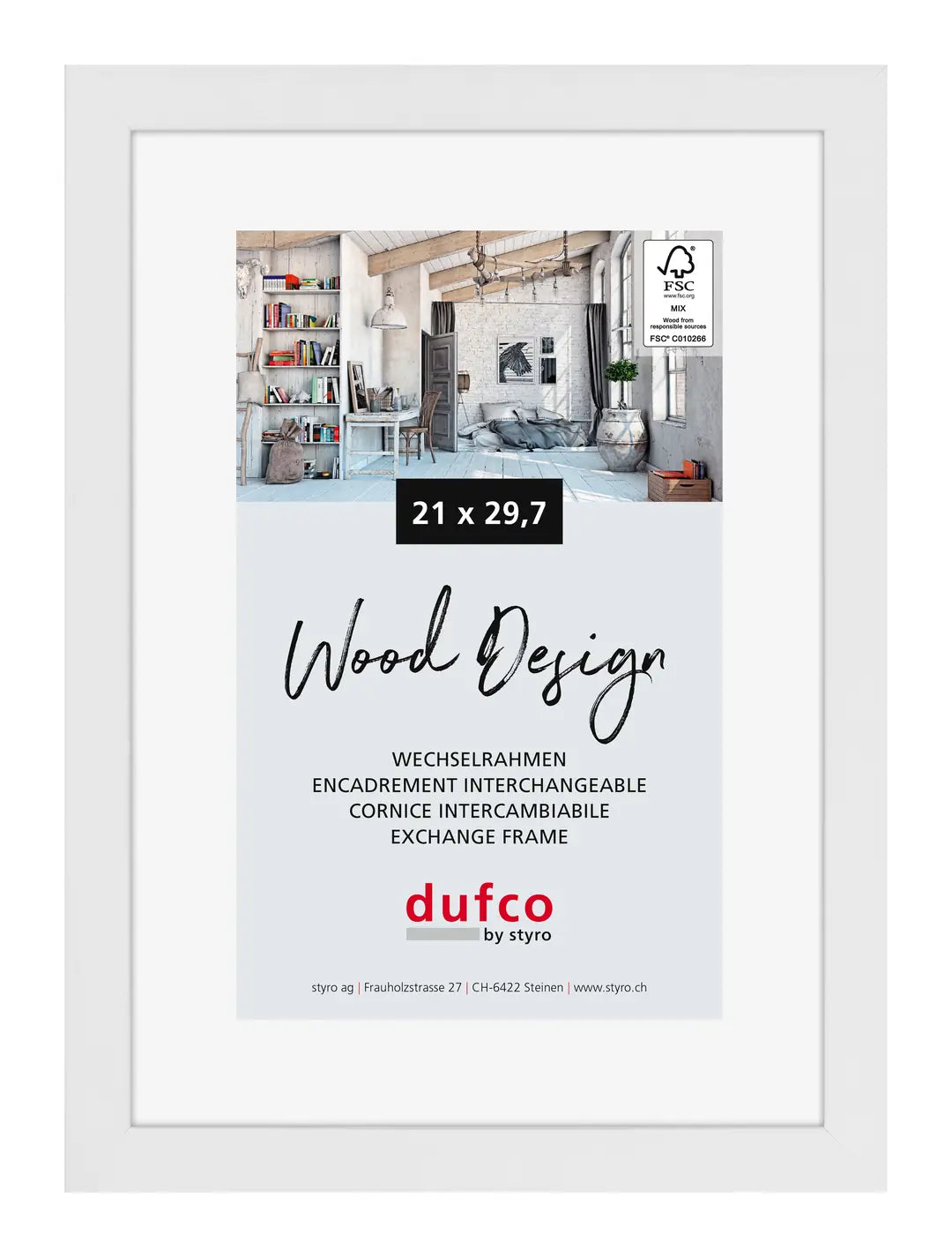 DUFCO Holz-Bilderrahmen 21x29.7cm 1610.80589 Toronto weiss