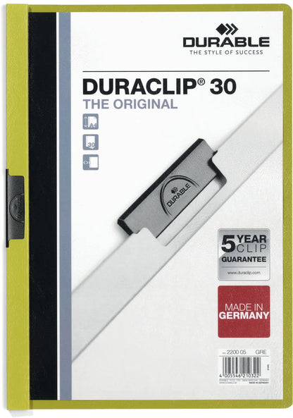 DURABLE Klemmhefter DURACLIP 30 220005 für 30 Blatt A4 grün