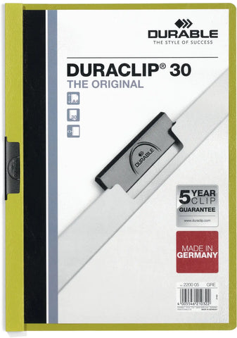 DURABLE Klemmhefter DURACLIP 30 220005 für 30 Blatt A4 grün