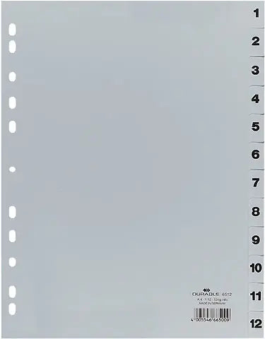 DURABLE Register PP A4 651210 grau 1-12